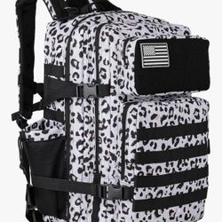 Military Tactical Backpack - 45L Molle Assault Pack for 3-Day Survival(white leopard)