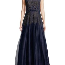TAHARI Embroidered Lace Fit-&-Flare Gown Size 4