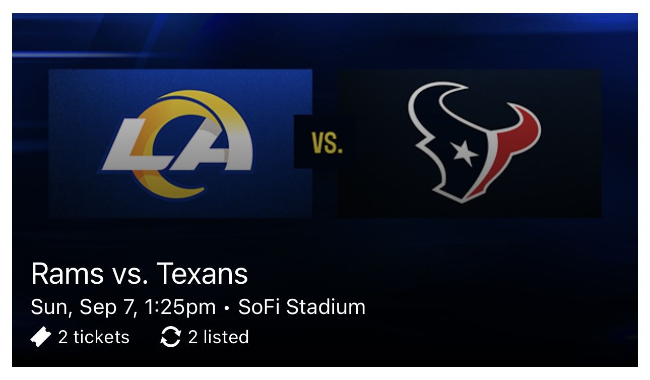 (2) Rams vs. Texans - Section 305 - Aisle Seats