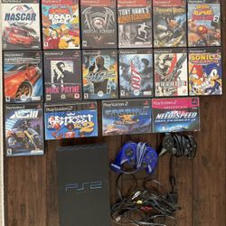 PlayStation 2 Bundle – PS2 Console + 28 Games + 2 Controllers + All Cables – Great Condition
