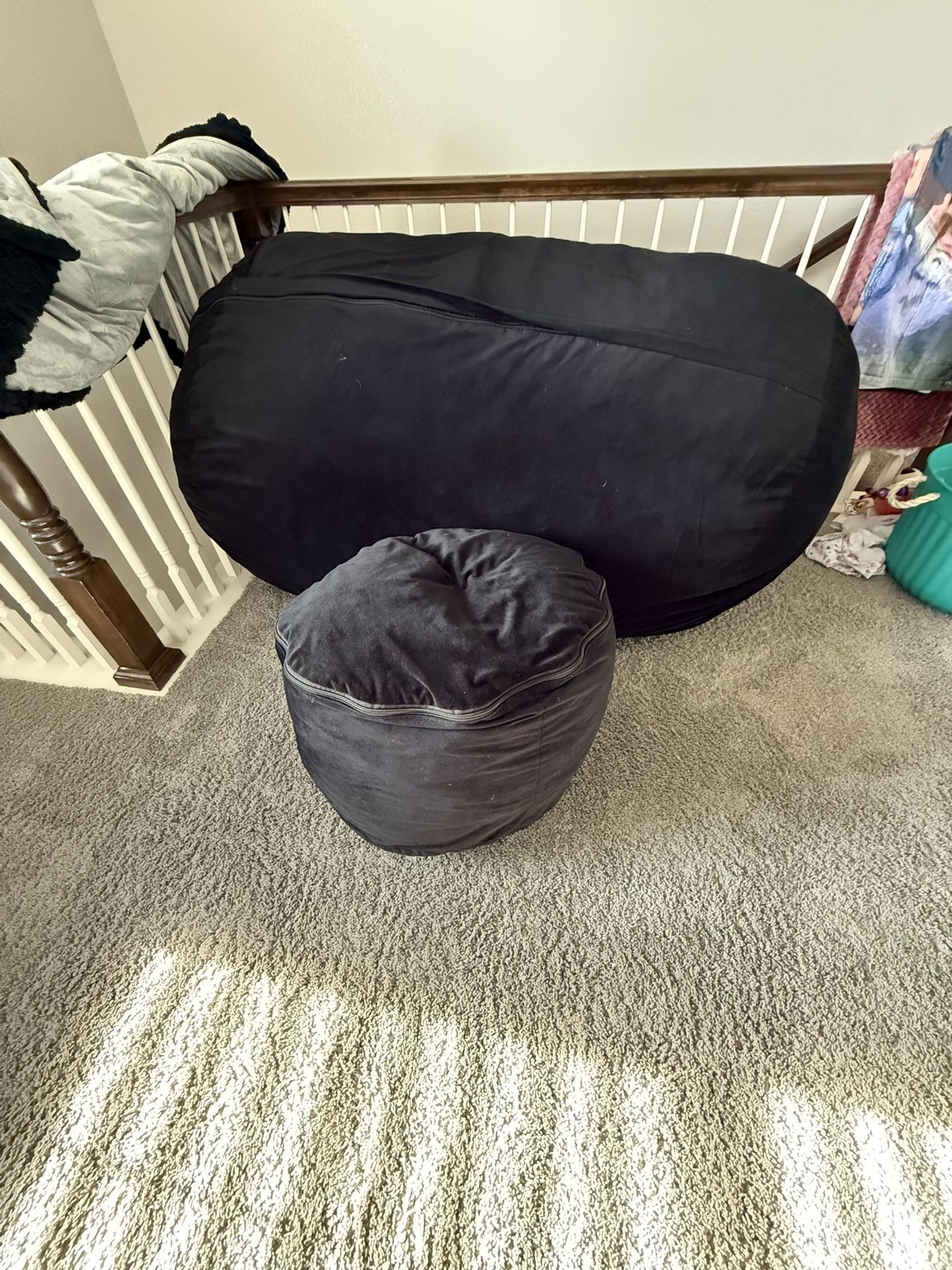 Ultimate Sack Beanbag Lounger With Foot Stool