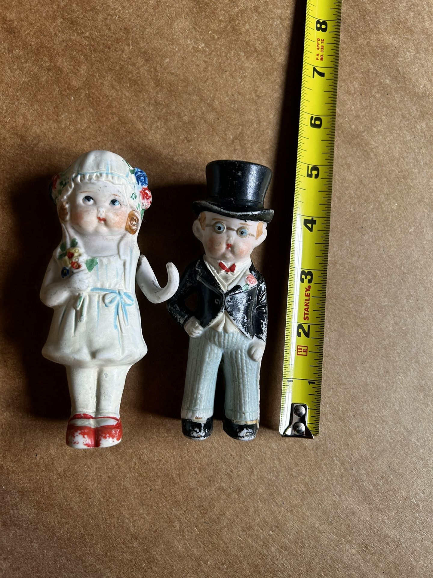 Antique VTG Porcelain Bisque Bride & Groom Cake Topper Figurines