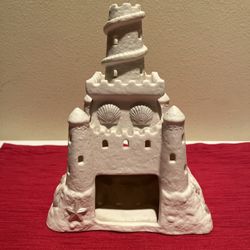 Partylite Sand Castle Tea Light Candle Holder White Bisque Porcelain 