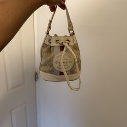 Coach Beige and Pink Mini Bucket Bag