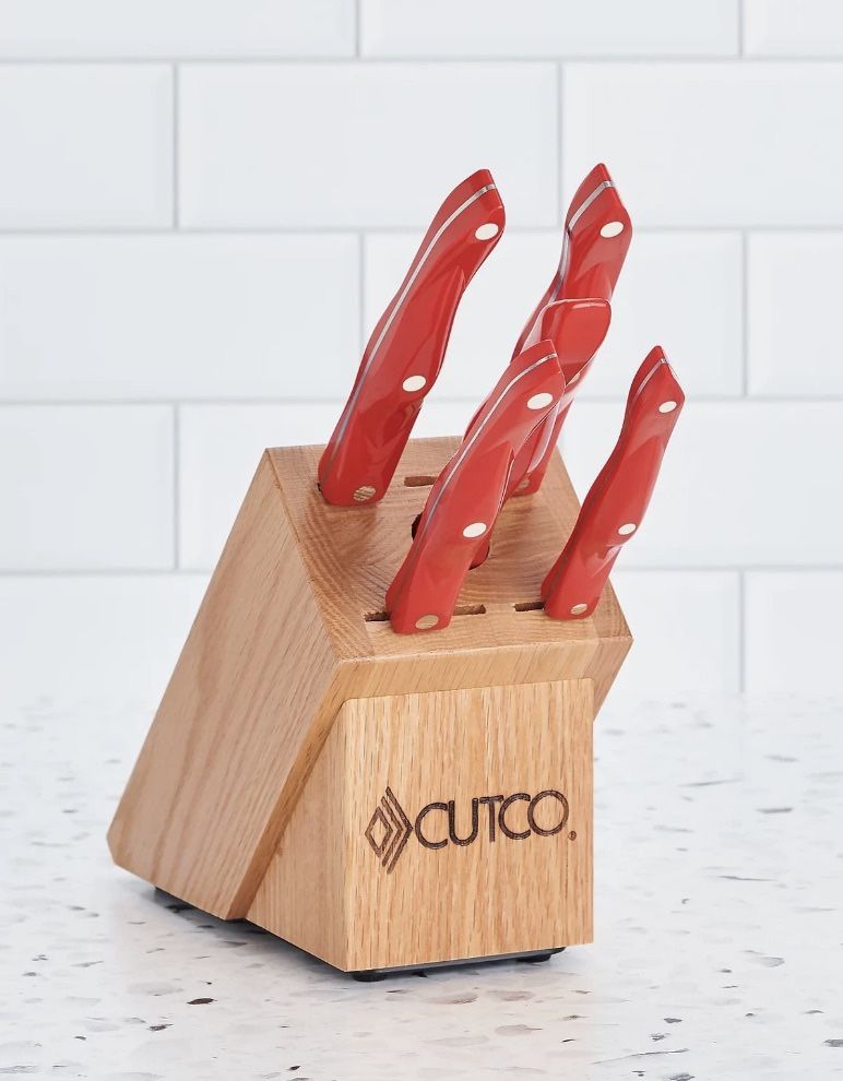 Red Cutco “Essentials” Set (5-piece set with block)