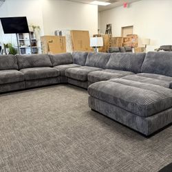 Gray 6 Pc Sofa Sectional Modular Set W/ Chaise - EZ $10 Down Payment Options Available 