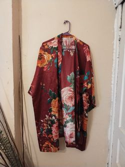 Floral Kimono red Womens Robe Sizes From XL ,XXL OR XXXL Missing The Belt
