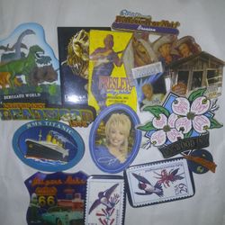 Vintage Souvenir Magnet Lot – Dolly Parton, Titanic, Route 66, Dinosaur, UFO