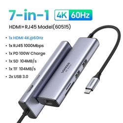 7in1 UGREEN USB Hub adapter to 2x USB-A 3.2, SD/TF, PD, LAN