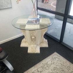 Glass Top Beautiful Table Concrete Style