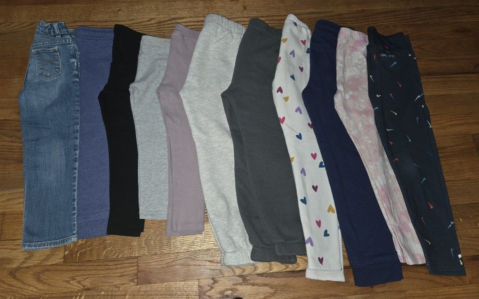 Lot Of 11 Pants Jeans Leggings for Toddler Girls 3t-5t