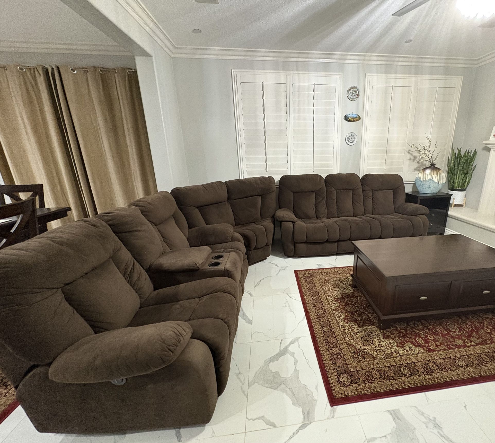 Beautiful 3 Piece Sectional Sofa With Recliners