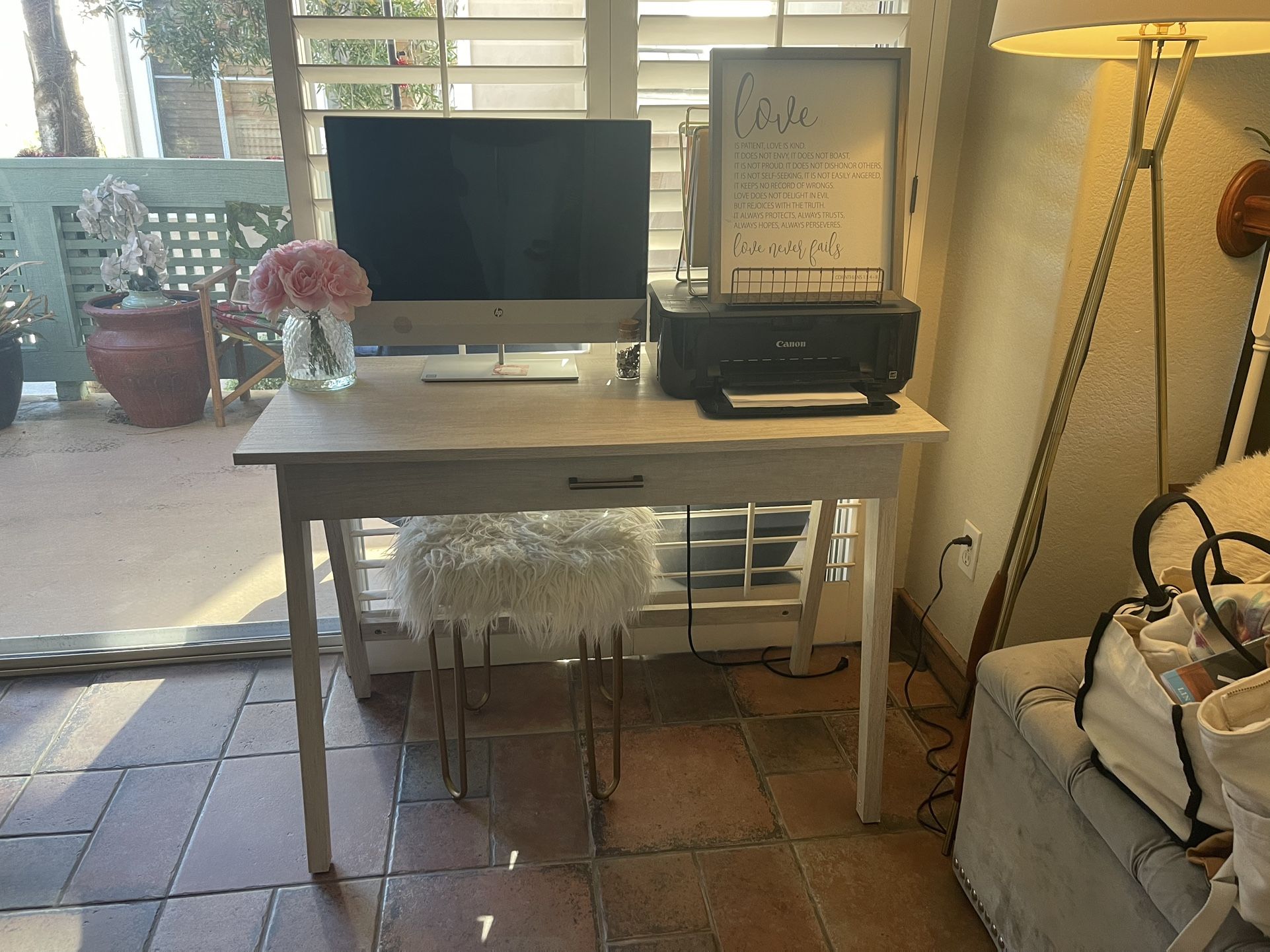 Office Desk And Canon Printer