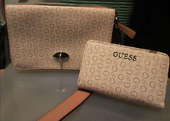 Guess beige bag and wallet