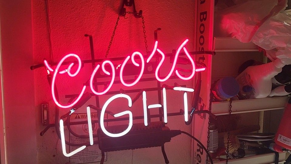 Coors Light Beer Vintage Real Glass Neon Bar Sign