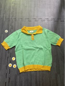 Oeuf kids knit green short sleeves polo shirt