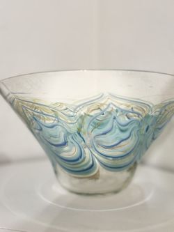 Beautiful Glass Hand Blown  Bowl Artist Signed 