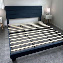 King size Bed Frame - Navy Blue 