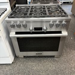 Miele Stainless Steel 36” Gas Range Stove With 6 Burners 