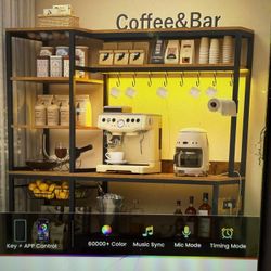 Kitchen Cabinet Storage With Outlet (Rustic Brown) 