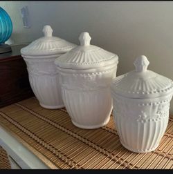 White Ceramic Canister Set of 3