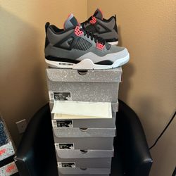 Brand new Air Jordan Infared 4’s sizes 12 to 13 with original box and proof of purchase. 