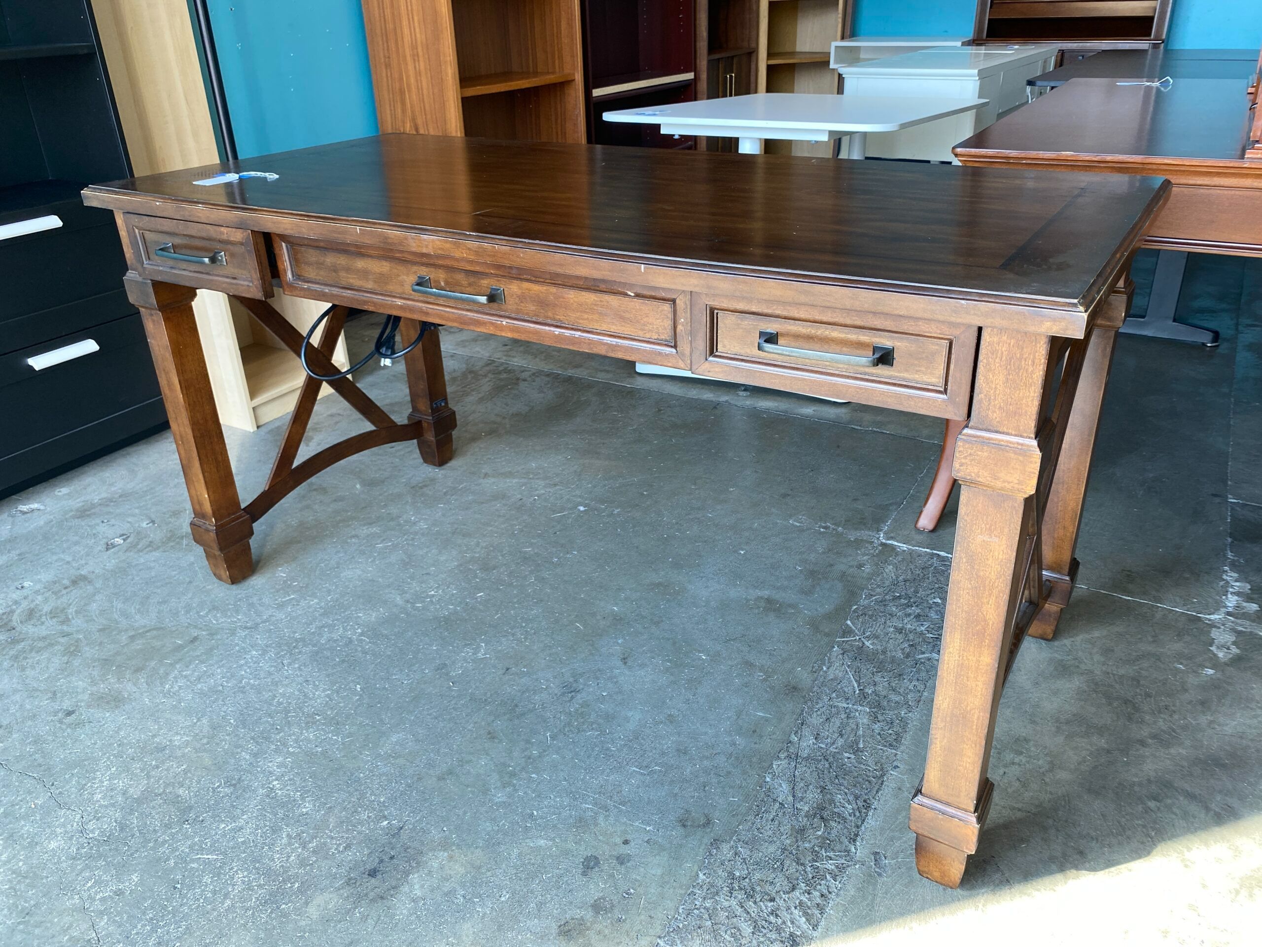 BAYSIDE Wooden Writing Desk with Charging Port