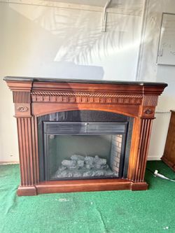 Electric fireplace / wood with granite on top and on the front