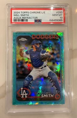 2024 Topps Chrome L/E Will Smith Aqua Refractor /199 PSA 10. Dodgers MVP Catcher