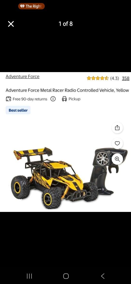 Adventure Force Metal Racer Radio Controlled Vehicle, Yellow