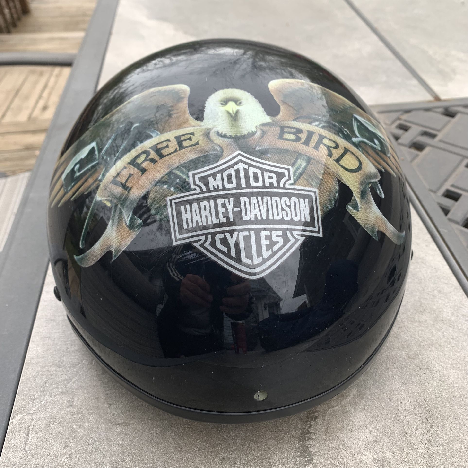 Harley Davidson Helmet AGV DJHD DOT Motorcycle Half Helmet with Eagle Mens Small