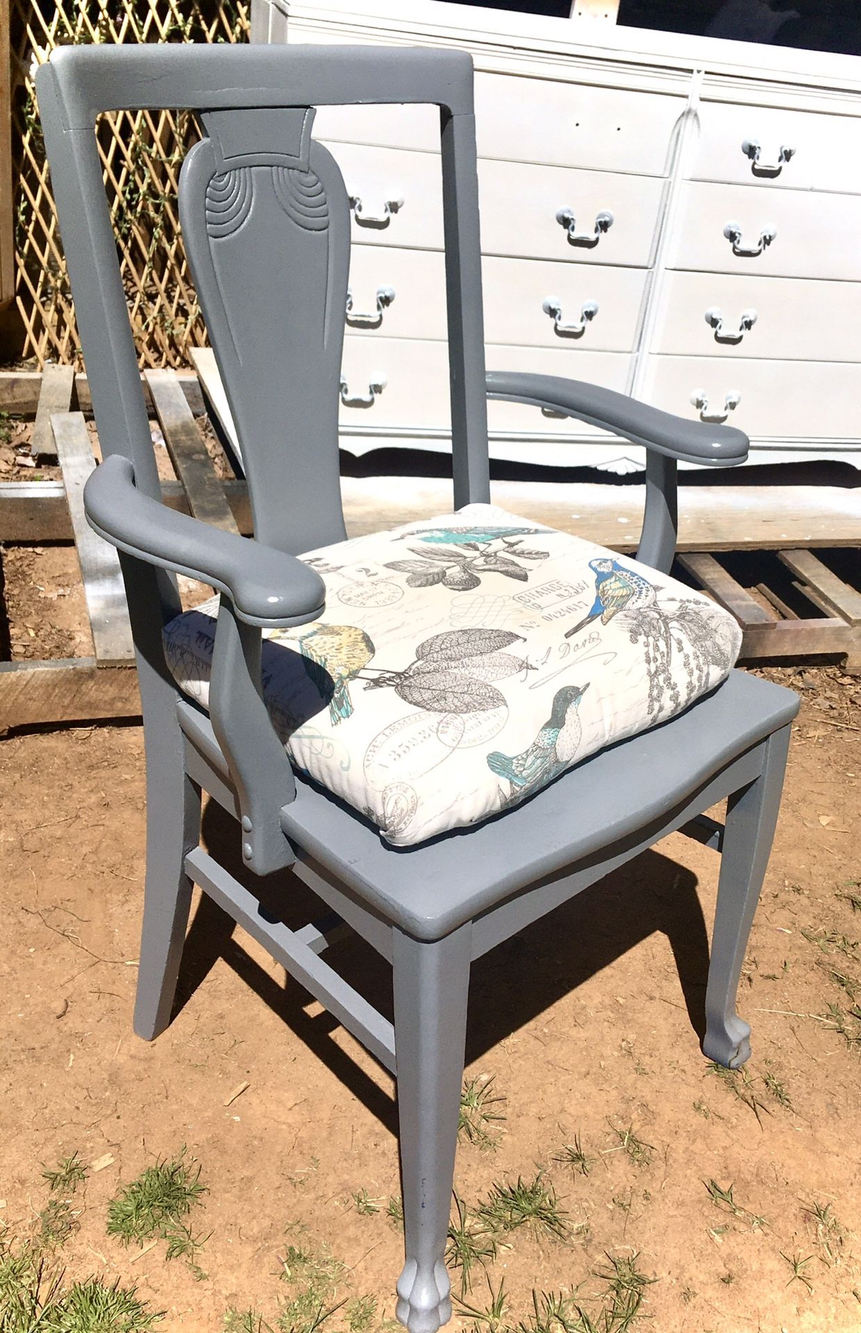 Lovely Gray Vintage Accent Chair/Fabulous Home Office Chair!