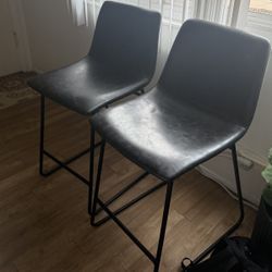 Black Faux leather Bar Stools Set Of 2