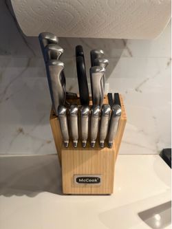 McCook® Knife Sets,German Stainless Steel Knife Block Sets with Built-in Sharpener, 15 Piece Chef Knife