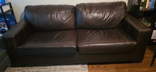 Dark Brown Leather Queen sofa sleeper