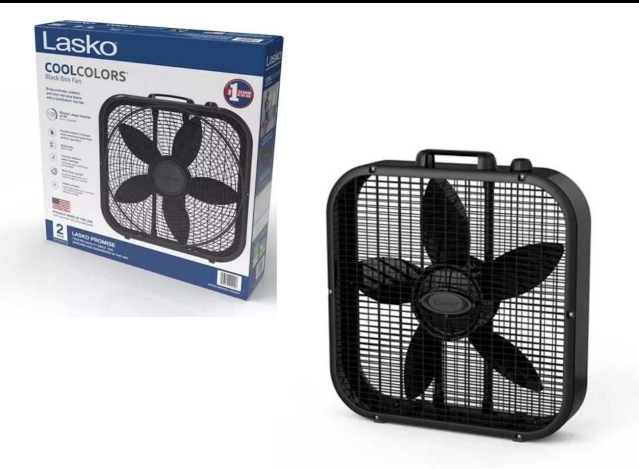 Lasko Decor Colors Box Fan Stylish, 20″ - Black (B20401)