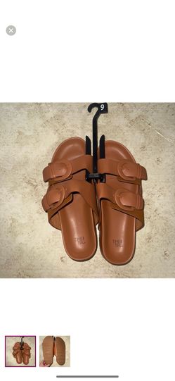 Women Brown Double Strap Sandals Size 9