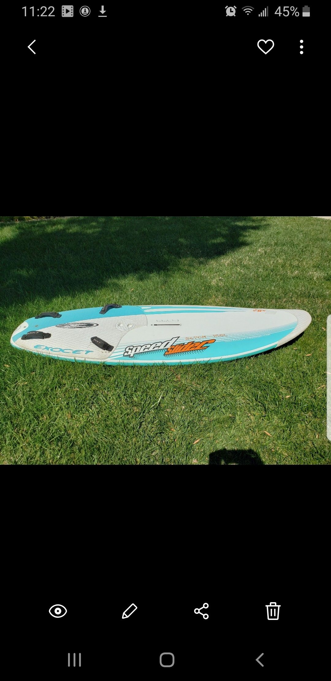 Exocet Speed Slider 167 cm 150 L windsurf board. Comes with bag.