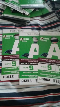 Redskins Panthers Parking Pass