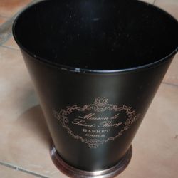 MAISON DE SAINT REMY BLACK+COPPER TONE METAL WASTE BASKET, TRASH CAN