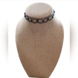 Gray Black Beaded Choker 14"