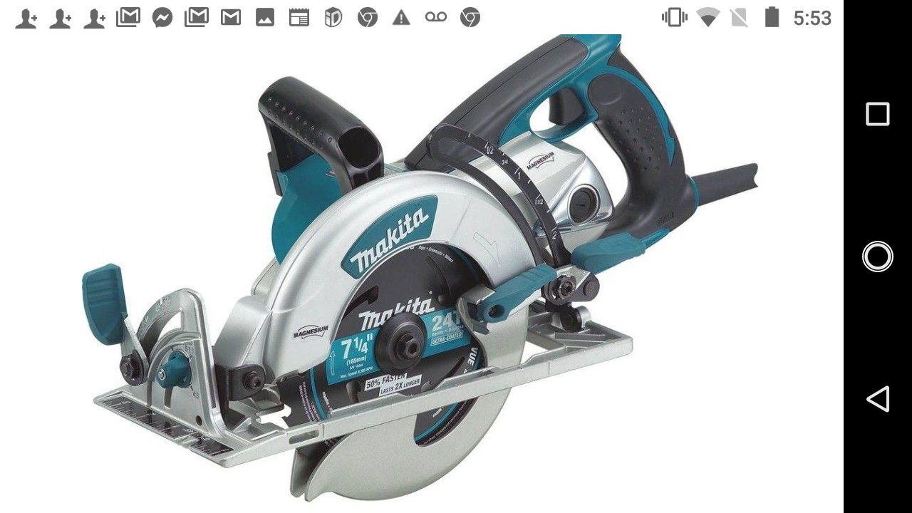 Makita 15 Amp 7-1/4 in. Corded Lightweight Magnesium Hypoid Circular Saw with built in fan and 24T Carbide blade