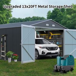 13x20FT Outdoor Storage Shed, Large Metal Garage Shed for Car, Truck, Bike, Lawnmower, Backyard Tool