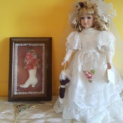 Vintage Look Shadow Box ($35) & Porcelain Doll ($35)
