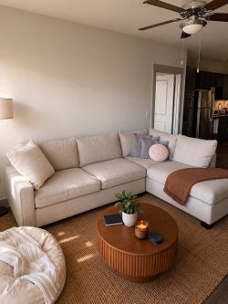 Modern Beige 2-Piece Sectional Sofa Living Spaces – Excellent Condition (109”)