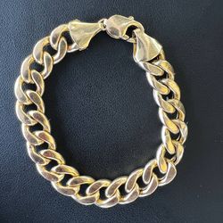 14k sold yellow gold hollow Cuban bracelet 8 inch