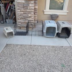 Small Or Medium Metal Wire Pet Dog Cat Carrier Kennel Crates $15-$25 Each And 2 Medium Pet Houses No Door $15 Each 