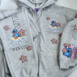 Disney Stitch Womens Fleece  Zip Up Hoodie XSmall(0-2)Stitch  Jogger Pants XXSMALL(00) 