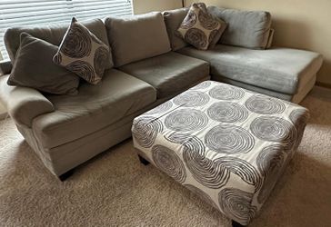 MOVING SALE – Gray Chaise Sectional + Ottoman | Must Go ASAP