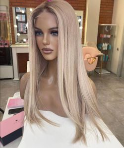 Ombre blonde balayage human hair lace frontal wig 13x6 26 inches